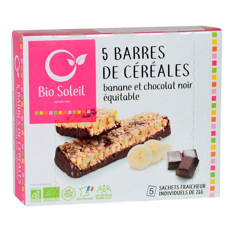 Barres de Céréales Banane & Chocolat Noir 130G