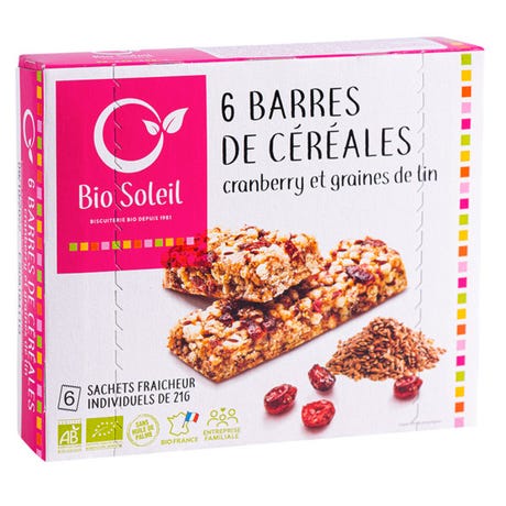 Barres de Céréales Cranberry et Lin 125G